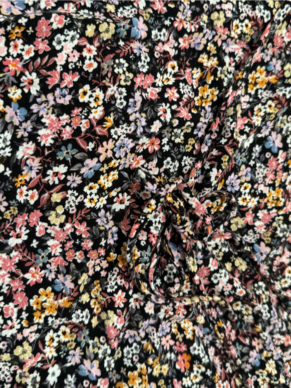 Button Up Floral Short Sleeve Dress with Back Tie and Bottom Ruffle Size XL - Picture 5 of 6